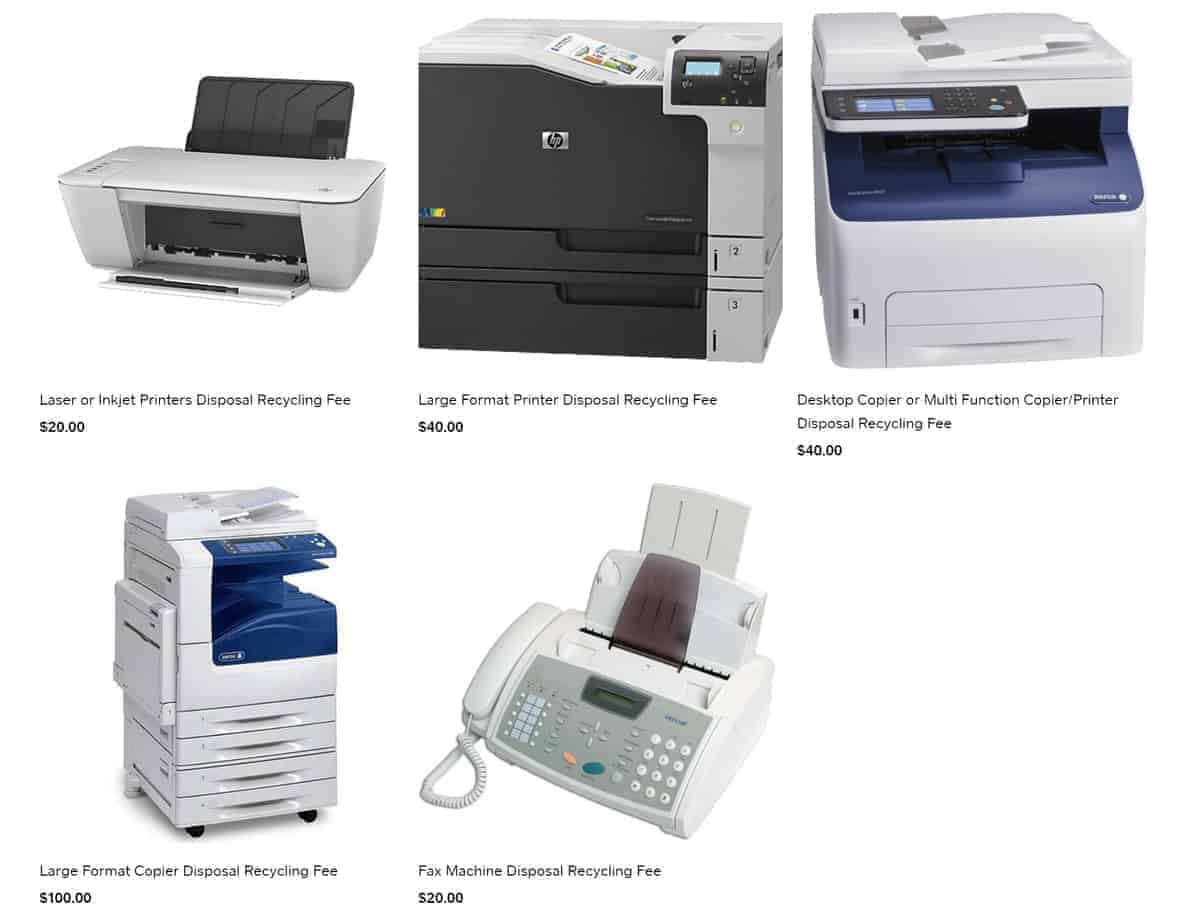 Fax Machine, Copier, Laser & Inkjet Printer Disposal